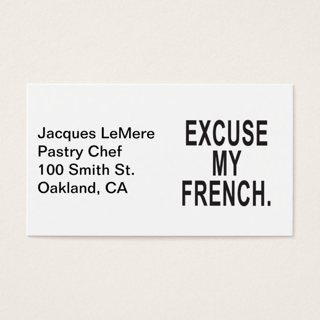 Cartes De Visite Excusez mon français (Devant)