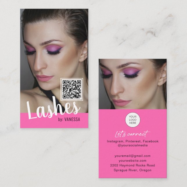 Cartes de visite Eyelash avec code QR et photos (Devant / Derrière)