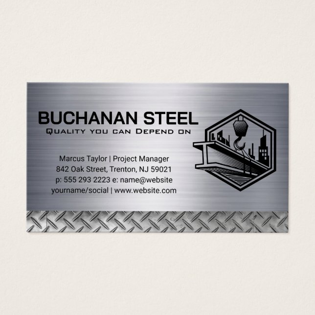 Cartes De Visite Faisceau d'acier et treuil de grue | Construction (Devant)