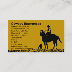 Cartes de visite faits sur commande de cowboy -