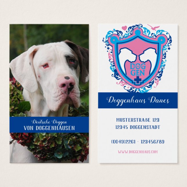 Cartes de visite Fancy Great Danes pour les person (Devant & derrière)