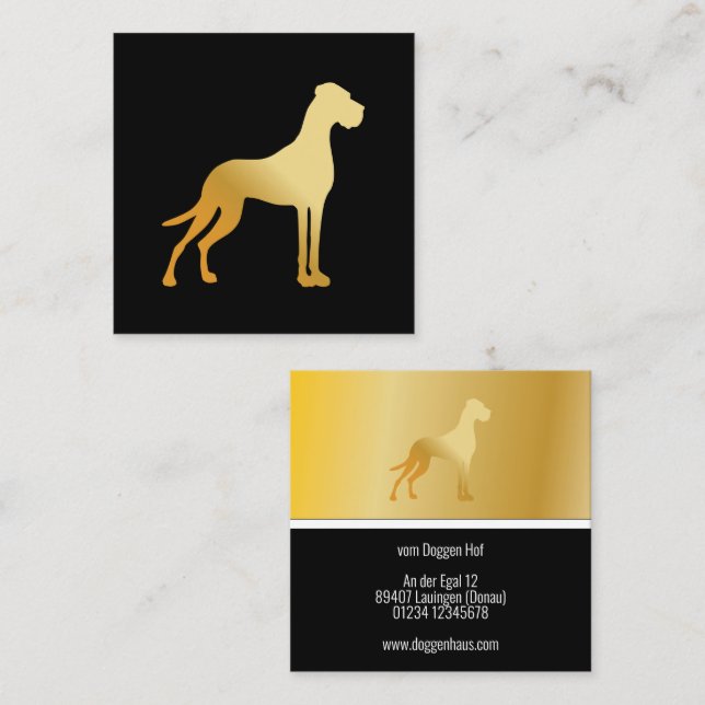 Cartes de visite fantaisie Great Dane doré (Devant / Derrière)
