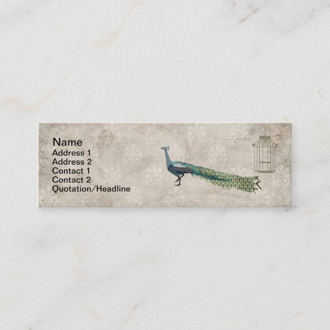 Cartes de visite fascinants de paon (Devant)