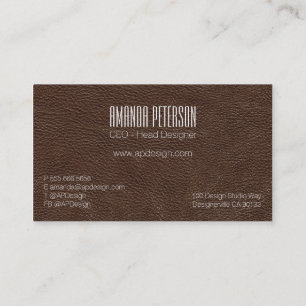 Cartes de visite Faux Brown Leather Designer