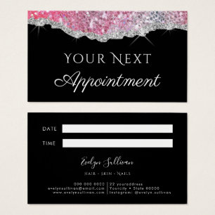 Cartes De Visite Faux glitter sequin Appointment Card