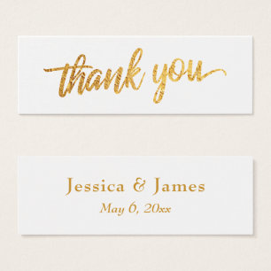 Cartes De Visite Faux Gold Foil Script Merci mariage Faveur