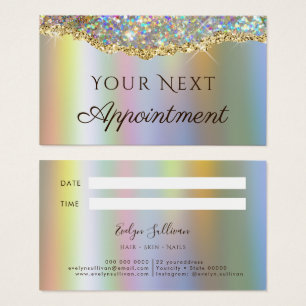 Cartes De Visite Faux gold glitter sequin Appointment Card