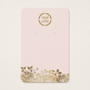 Cartes De Visite Faux gold lace custom logo pink earring display