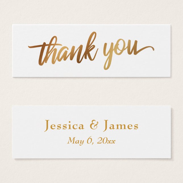 Cartes De Visite Faux Smooth Gold Script Merci Cadeau de Mariage (Devant & derrière)