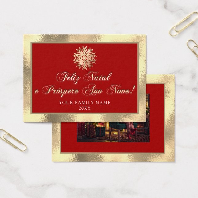 Cartes De Visite Feliz Natal e Próspero Ano Novo Royal Gold Rouge (Bureau)