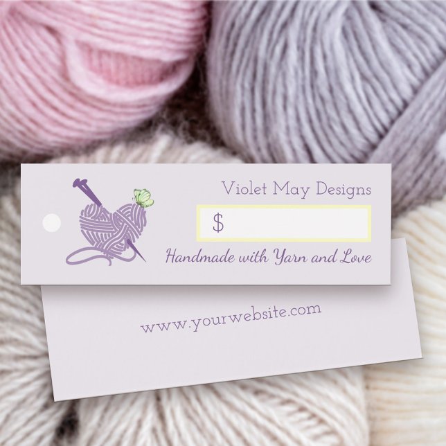 Cartes De Visite Feminine Pastel Heart Tricot Fer Artisanat (Make your own branded price tags - perfect for craft markets and boutique handmade goods)