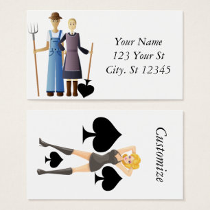 Cartes De Visite Femme d'agriculteur Reine de Spades Thunder_Cove