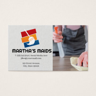 Cartes De Visite Femme de ménage nettoyant la maison Logo de nett