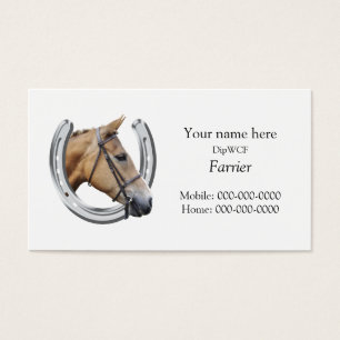 Cartes De Visite Fer à cheval argenté avec une tête de cheval à