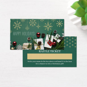 Cartes De Visite Festif Snowflakes, Ticket Raffle de Noël