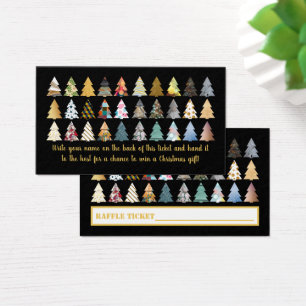 Cartes De Visite Festive Fir Trees, Noël Party Raffle Ticket