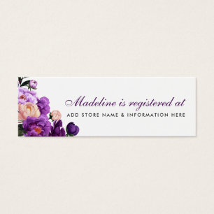 Cartes De Visite Fête des mariées Violet Violet Registre Insérer ca