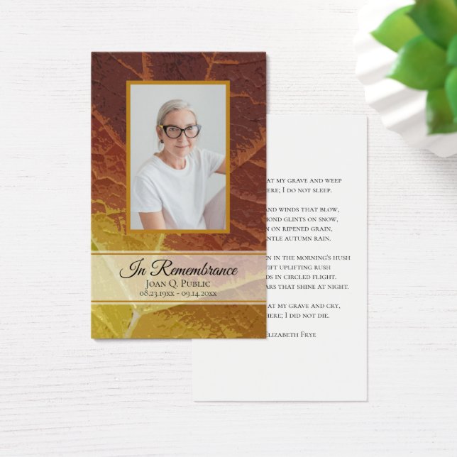 Cartes De Visite Fêtes funéraires d'automne Prière commémorative (Bureau)