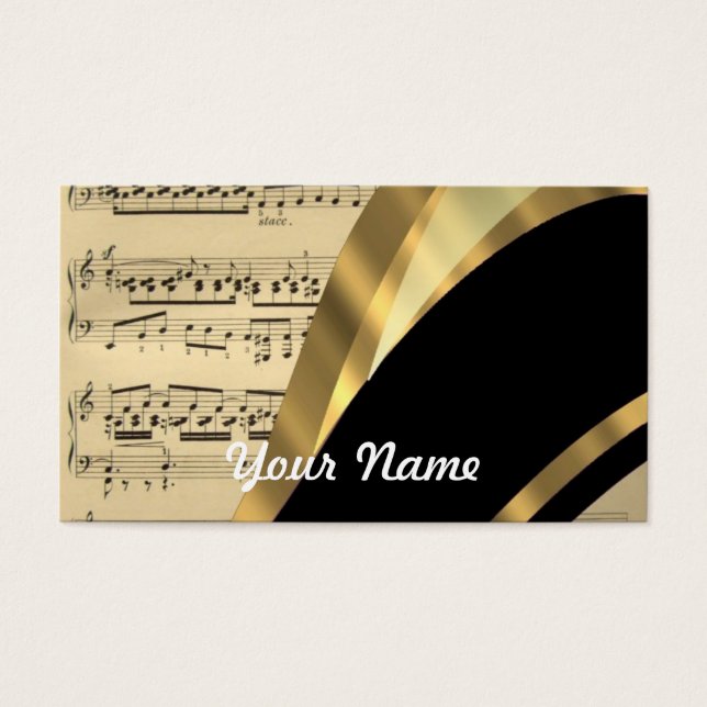 Cartes De Visite Feuille de musique élégante (Devant)