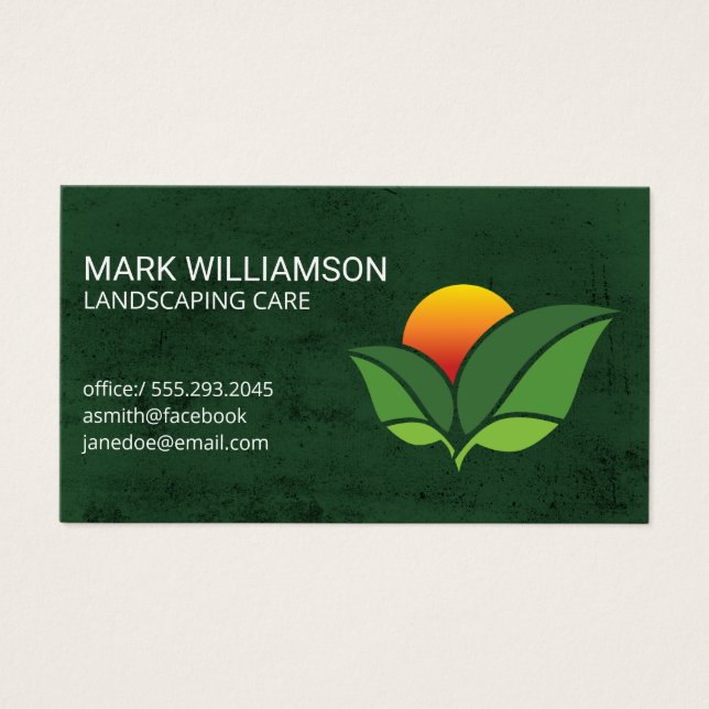 Cartes De Visite Feuilles de soleil | Paysage | Jardin Vert (Devant)