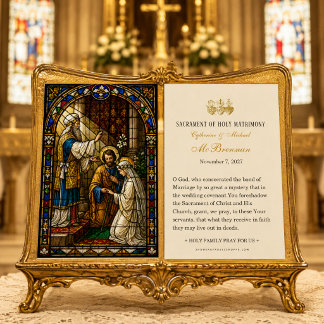 Cartes De Visite Fiançailles de Marie et Joseph en faux vitrail cat