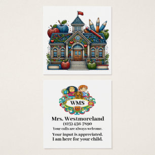 Cartes De Visite Fiche de distribution School-Teacher Voir Reverse