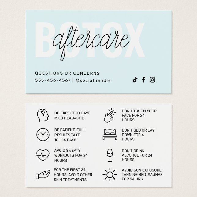 Cartes De Visite Fiche d'instruction d'injection de remplissage Bot (Devant & derrière)