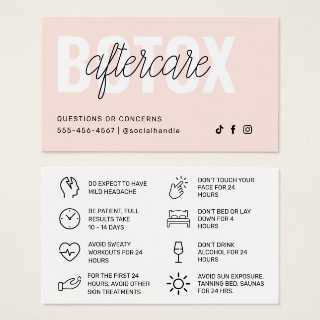 Cartes De Visite Fiche d'instruction d'injection de remplissage Bot (Devant & derrière)