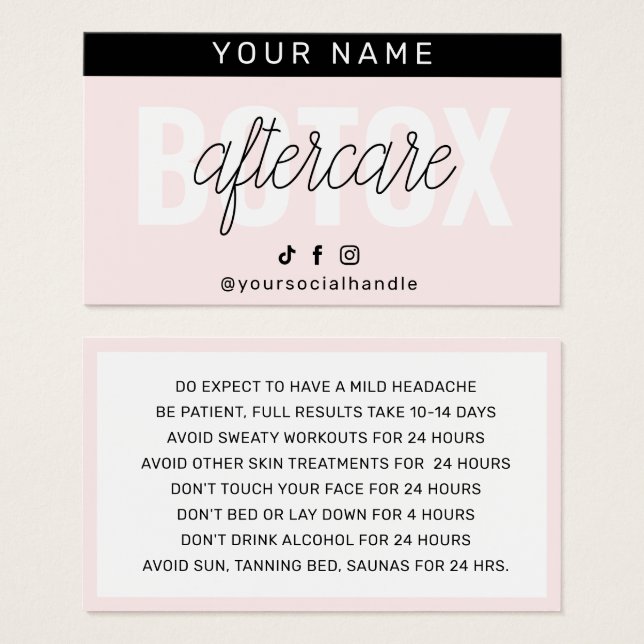 Cartes De Visite Fiche d'instruction d'injection de remplissage Bot (Devant & derrière)