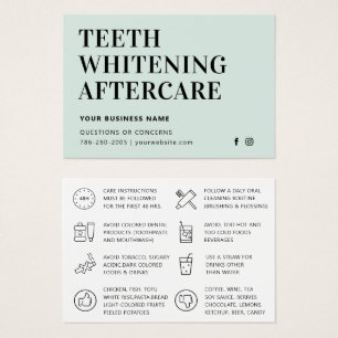 Cartes De Visite Fiche d'instructions pour blanchir les dents simpl