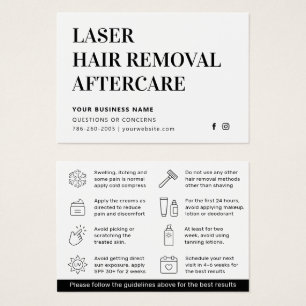 Cartes De Visite Fiche d'instructions pour l'enlèvement des cheveux