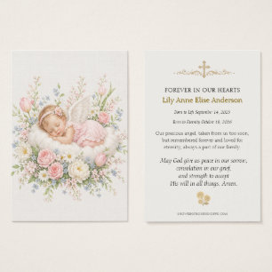 Cartes De Visite Fille ange de bébé Funérailles catholique Fleurs r