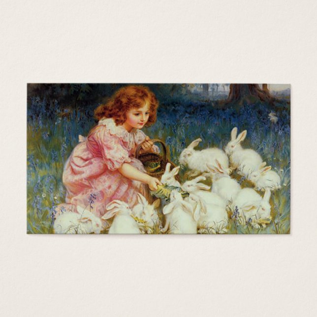 Cartes De Visite Fille avec lapins (Devant)