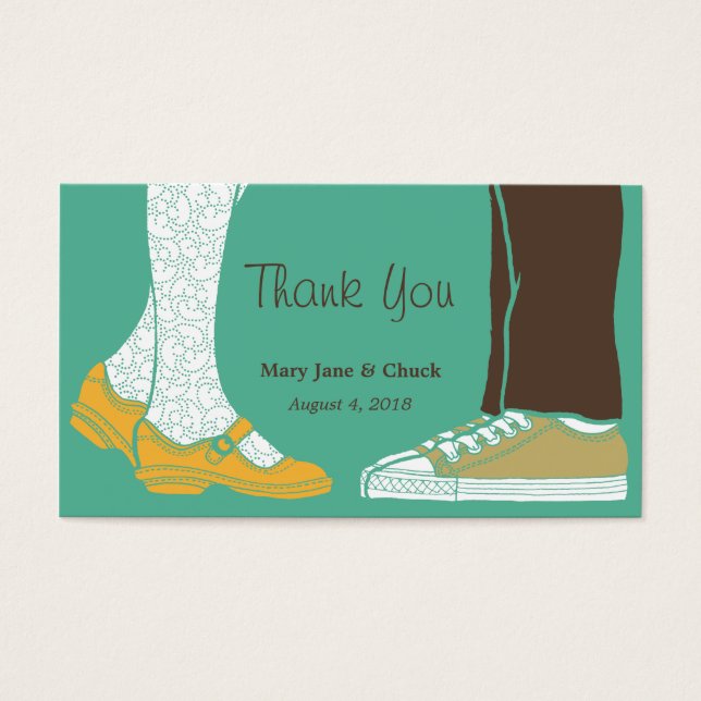 Cartes De Visite Fille Chaussures et Baskets Mariage illustré (Mint (Devant)