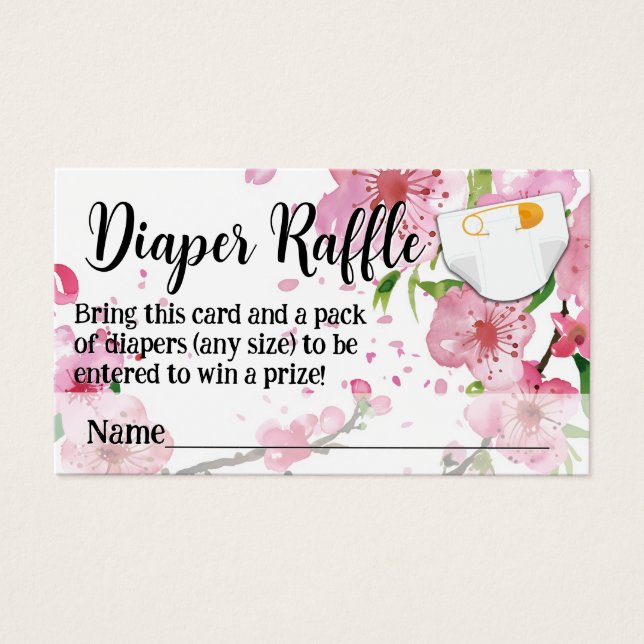 Cartes De Visite Fille de cerisier Fleur Baby shower Déchets Raffle (Devant)