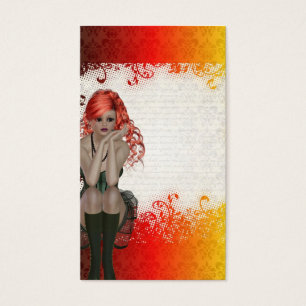 Cartes De Visite Fille dirigée rouge de goth