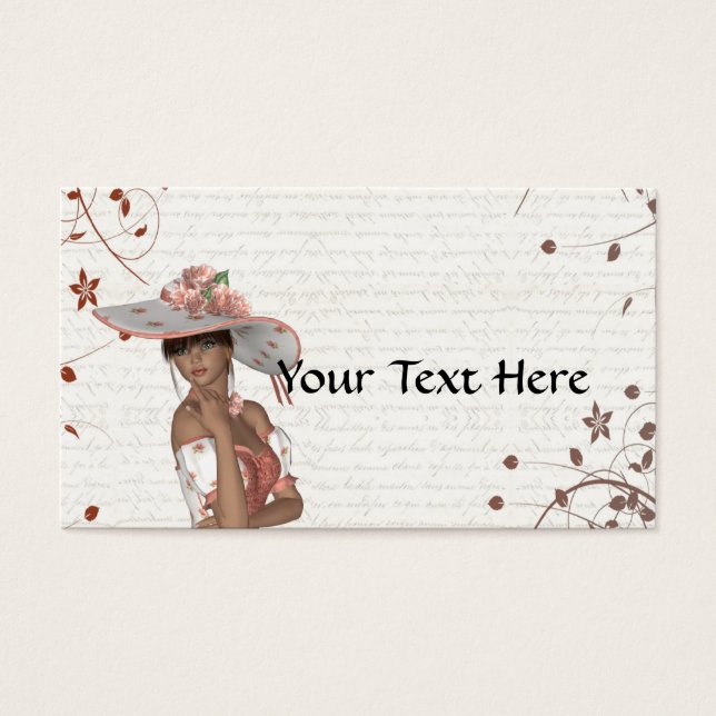 Cartes De Visite Fille en casquette d'été (Devant)