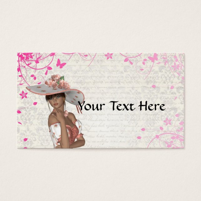 Cartes De Visite Fille rose d'été (Devant)