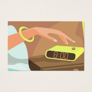 Cartes De Visite Filles main poussant sur le bouton snooze du révei