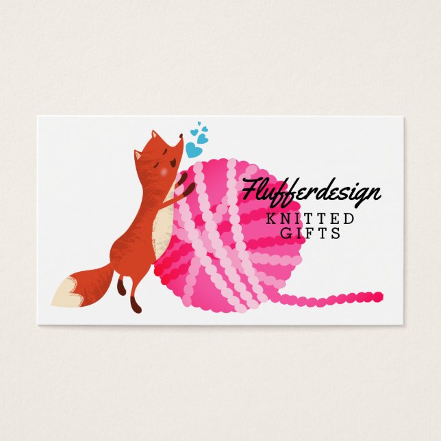 Cartes De Visite Fils de renard mignon tricot crochet homespun (Devant)