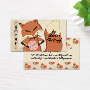 Cartes De Visite Fils de renard mignon tricot crochet homespun