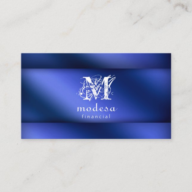 Cartes de visite financiers Blue Metallic (Devant)