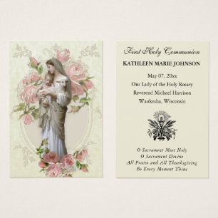Cartes De Visite First Communion Catholic Remembrance Holy Card