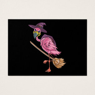 Cartes De Visite Flamant rose Halloween Flamant rose sorcière par