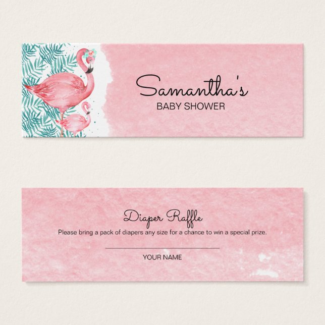 Cartes De Visite Flamant rose & Palm Feuilles Baby shower Déchets R (Devant & derrière)
