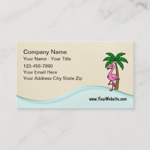 Cartes de visite Flamant Thème Tropical de Plage
