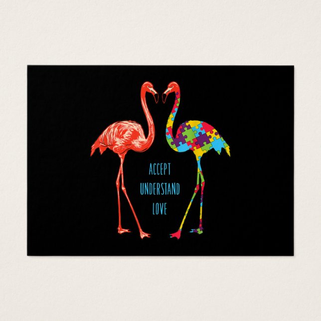 Cartes De Visite Flamingo | Accept Understand Love Autism Flamingo (Devant)