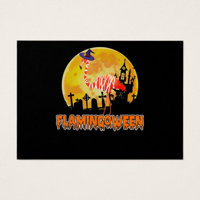 Cartes De Visite Flamingo | Flamingoween Funny Witch Halloween (Devant)
