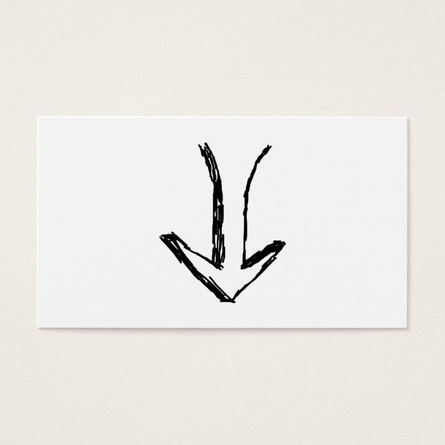 Cartes De Visite Flèche pointant vers le bas. Noir et blanc. (Devant)