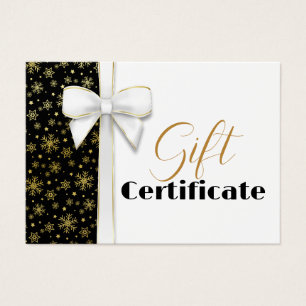 Cartes De Visite Flèches de neige en or de luxe Noël Blanc Bow Noir